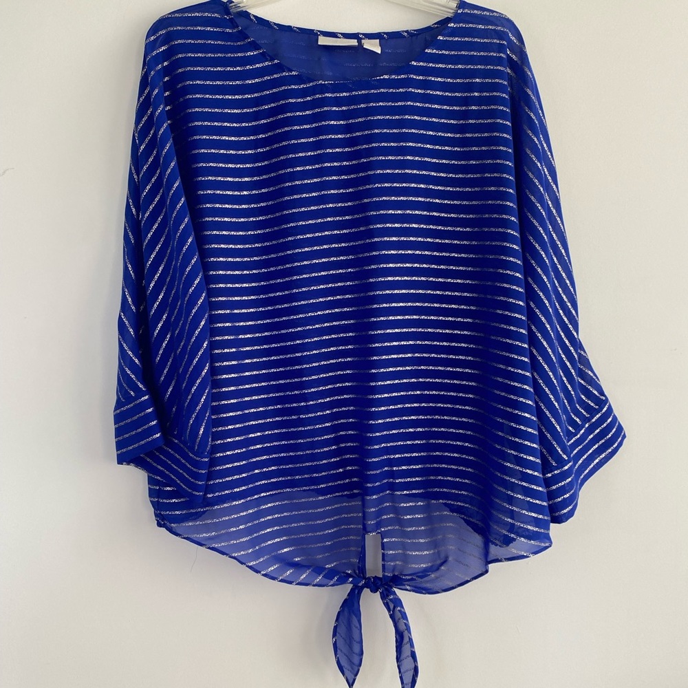 Chicos Blue and Silver Lightweight Blouse